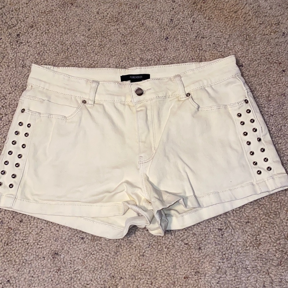 YELLOW STUDDED JEAN SHORTS